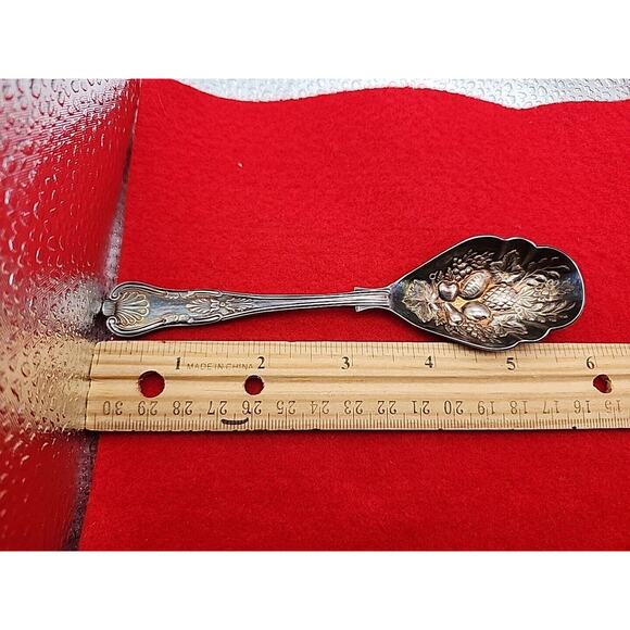 Vtg S.G. England EPNS A-1 Silver-Plate Kings Sugar Serving Spoon Pineapple Grape - Picture 4 of 7